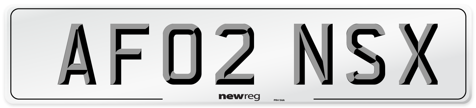 AF02 NSX Number Plate from New Reg
